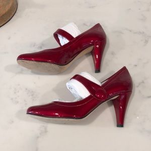 Red patent leather heels